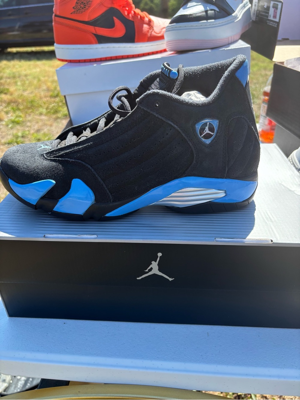 Jordan Air Jordan 14 Retro Black and University Blue Box Label